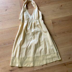 Donna Morgan gold silk halter dress